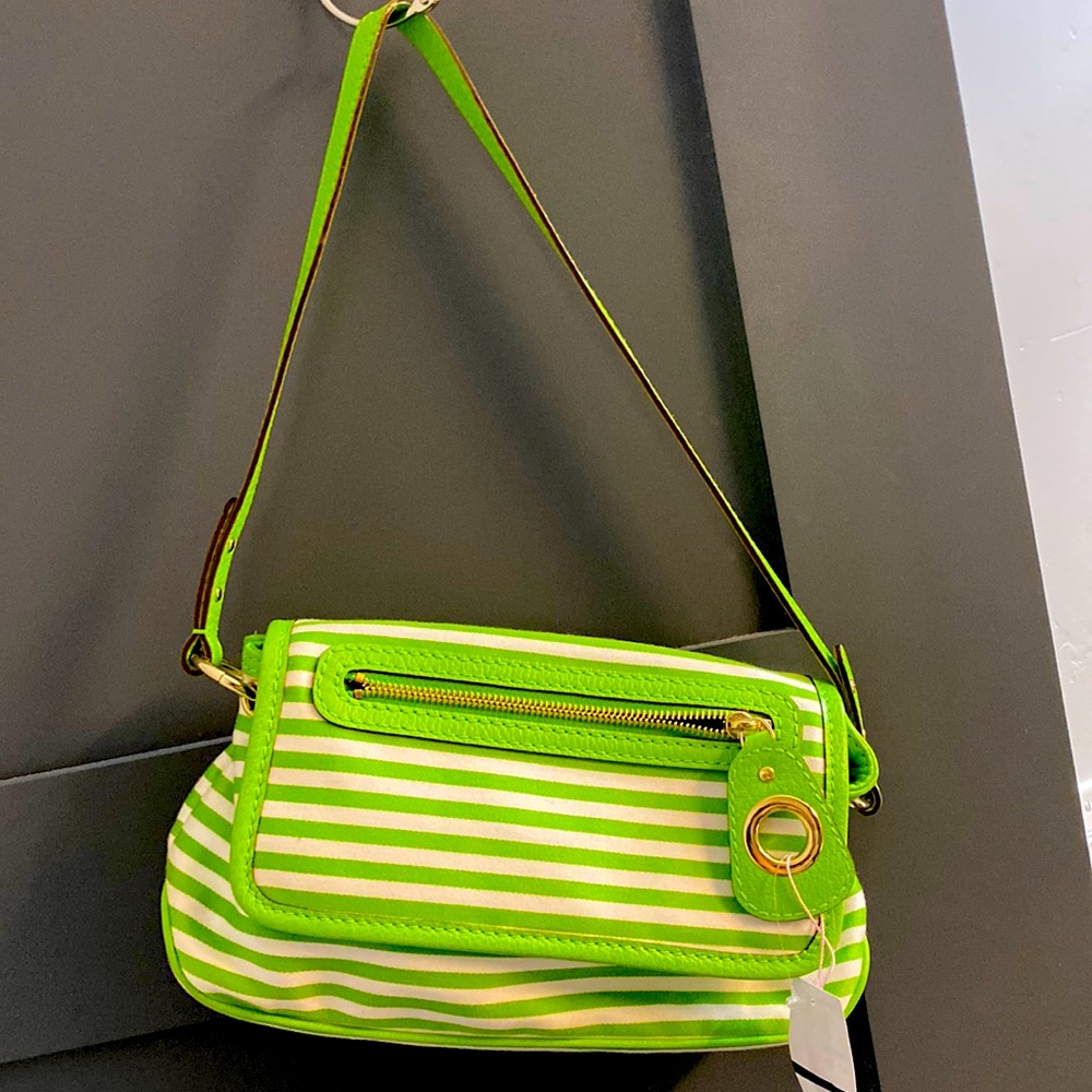 Striped lime green Kate Spade shoulder bag in EXCELLENT condition